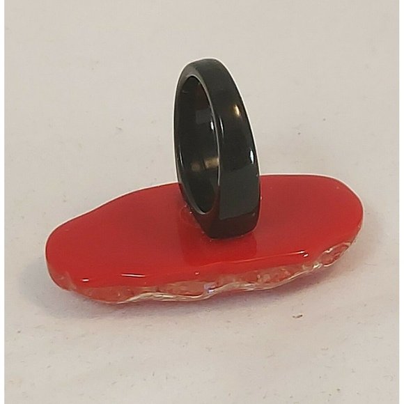 Vintage Free Form Large Lucite Acrylic Chunky Red/Black Ring Sz 6.75" New - Picture 6 of 11